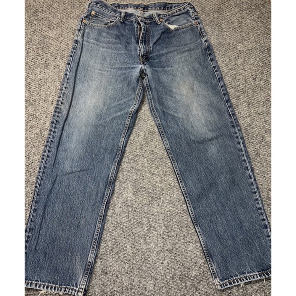 Levi's Men's Blue Medium Wash Straight‎ Denim Jeans Relaxed Fit Cotton 38x30
